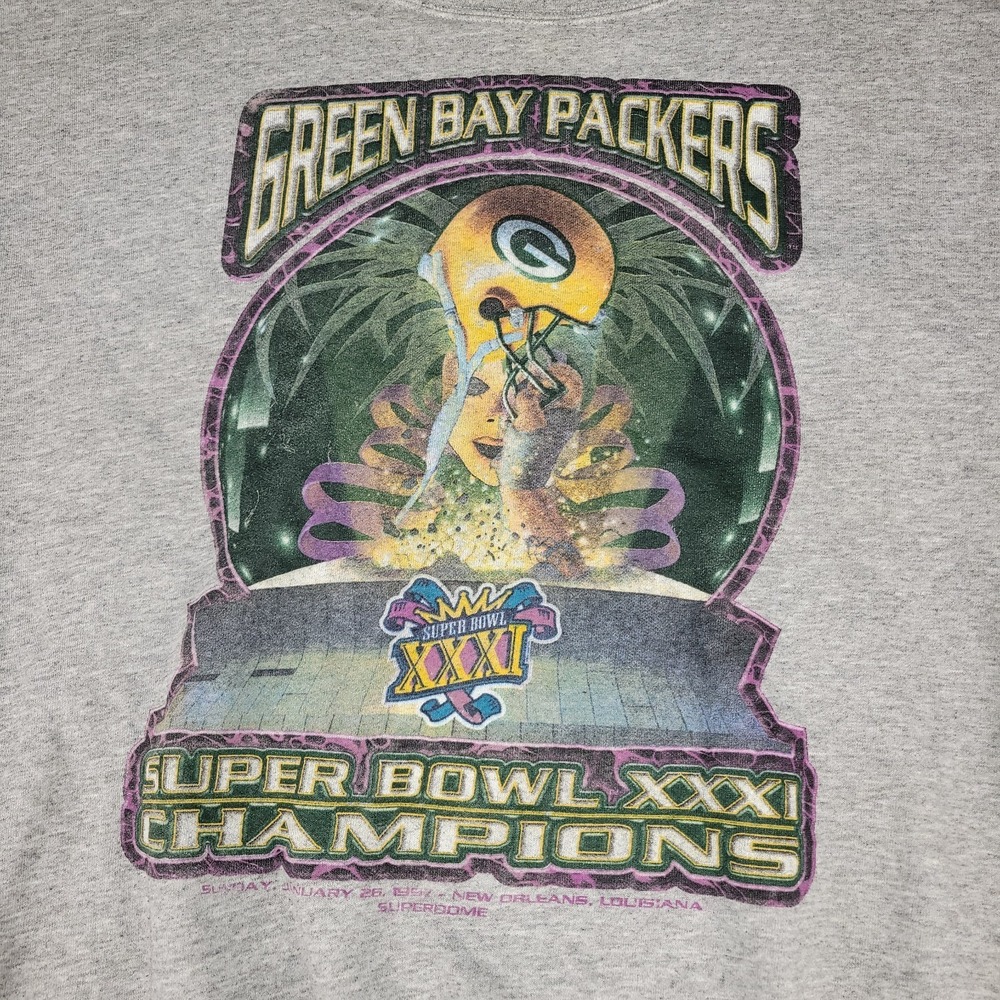 VTG Green Bay Packers Super Bowl Sweatshirt Adult Large Gray New Orleans NFL 90s